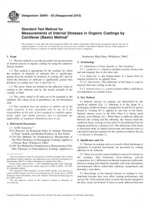 Standardtestmethode zur Messung innerer Spannungen in organischen Beschichtungen mittels Cantilever-(Beam-)Methode