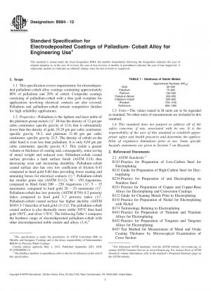 Standardspezifikation für galvanisch abgeschiedene Beschichtungen aus Palladium-Kobalt-Legierungen für technische Zwecke