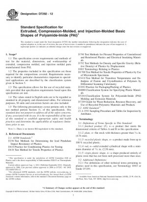 Standardspezifikation für extrudierte, formgepresste und spritzgegossene Grundformen aus Polyamidimid (PAI)