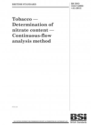 Tabak. Bestimmung des Nitratgehalts. Kontinuierliche Durchflussanalysemethode