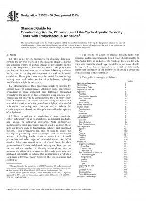 Standardhandbuch für die Durchführung von Tests zur akuten, chronischen und lebenszyklusbedingten aquatischen Toxizität mit polychaetischen Ringelwürmern
