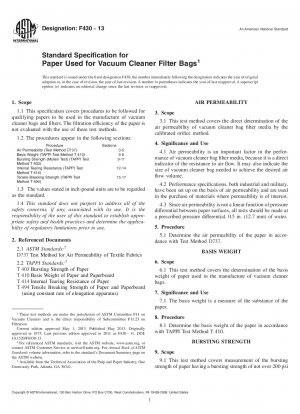 Standardspezifikation für Papier, das für Staubsaugerfilterbeutel verwendet wird