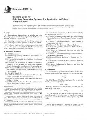 Standardhandbuch zur Auswahl von Dosimetriesystemen für die Anwendung in gepulsten Röntgenquellen