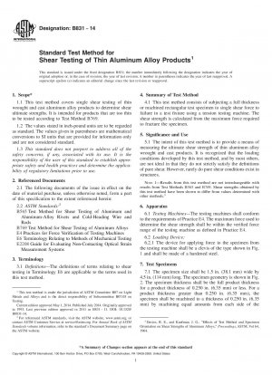 Standardtestmethode für Schertests von dünnen Aluminiumlegierungsprodukten