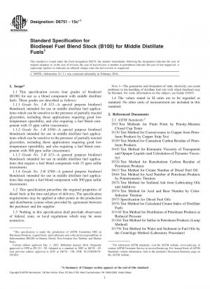 Standardspezifikation für Biodiesel-Kraftstoffmischungen (B100) für Mitteldestillatkraftstoffe