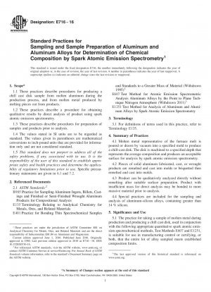 Standardpraktiken für die Probenahme und Probenvorbereitung von Aluminium und Aluminiumlegierungen zur Bestimmung der chemischen Zusammensetzung mittels Funkenatomemissionsspektrometrie