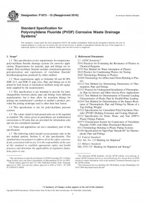 Standardspezifikation für Polyvinylidenfluorid (PVDF)-Entwässerungssysteme für korrosive Abfälle