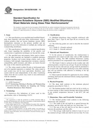 Standardspezifikation für mit Styrol-Butadien-Styrol (SBS) modifizierte Bitumenplattenmaterialien mit Glasfaserverstärkungen
