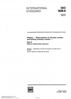 Kunststoffe; Bestimmung der Viskositätszahl und Grenzviskositätszahl; Teil 6: Methylmethacrylat-Polymere
