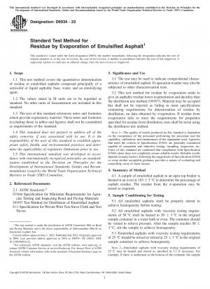Standardtestmethode für Rückstände durch Verdampfung von emulgiertem Asphalt