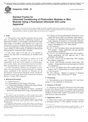Standardpraxis für die UV-Konditionierung von Photovoltaikmodulen oder Minimodulen unter Verwendung einer fluoreszierenden UV-Lampe
