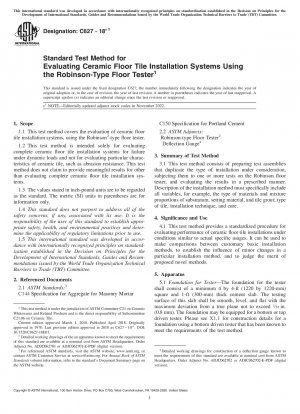 Standardtestmethode zur Bewertung von Installationssystemen für keramische Bodenfliesen unter Verwendung des Robinson-Bodentesters