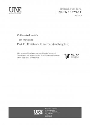Bandbeschichtete Metalle – Prüfverfahren – Teil 11: Beständigkeit gegen Lösungsmittel (Reibtest)