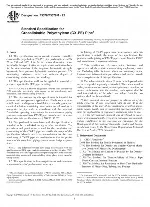 Standardspezifikation für Rohre aus vernetzbarem Polyethylen (CX-PE).