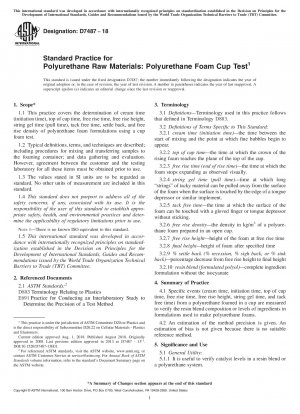 Standardpraxis für Polyurethan-Rohstoffe: Polyurethanschaum-Bechertest