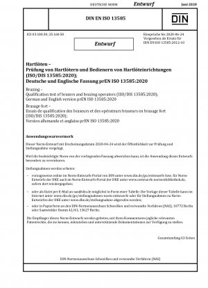 Qualifikationsprüfungen für Löter und Lötarbeiter (Entwurf)