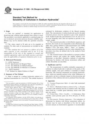 Standardtestmethode für die Löslichkeit von Cellulose in Natriumhydroxid