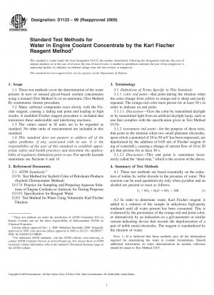 Standardtestmethoden für Wasser im Motorkühlmittelkonzentrat nach der Karl-Fischer-Reagenzmethode