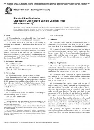 Standardspezifikation für Einweg-Kapillarröhrchen für Blutproben aus Glas (Mikrohämatokrit)