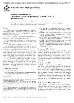 Standardtestmethode zur Berechnung der Viskositäts-Schwere-Konstante (VGC) von Erdölen