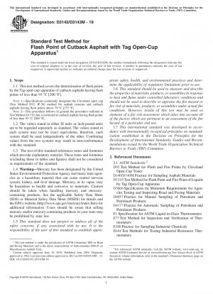 Standardtestmethode für den Flammpunkt von Cutback-Asphalt mit Tag-Open-Cup-Apparat