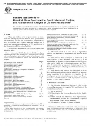 Standardtestmethoden für die chemische, massenspektrometrische, spektrochemische, nukleare und radiochemische Analyse von Uranhexafluorid
