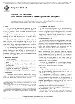Standardtestmethode für die Massenkalibrierung thermogravimetrischer Analysatoren