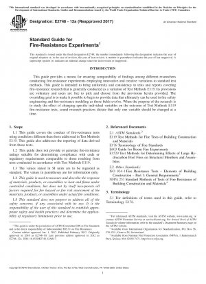 Standardhandbuch für Feuerwiderstandsexperimente