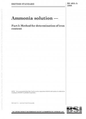 Ammoniaklösung – Teil 5: Methode zur Bestimmung des Eisengehalts