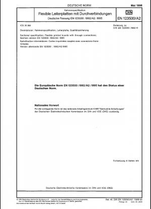 Rahmenspezifikation: Flexible Leiterplatten mit Durchgangsanschlüssen; Deutsche Fassung EN 123500:1992/A2:1995
