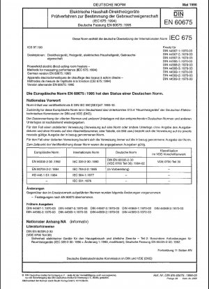 Elektrische direktwirkende Raumheizgeräte für den Haushalt – Verfahren zur Leistungsmessung (IEC 60675:1994); Deutsche Fassung EN 60675:1995