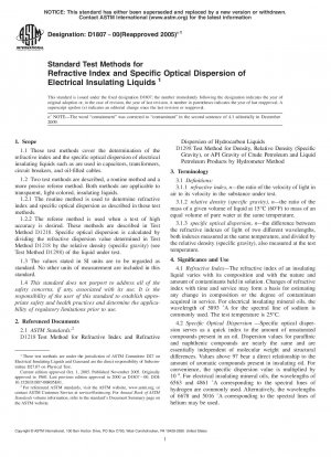 Standardtestmethoden für den Brechungsindex und die spezifische optische Dispersion elektrischer Isolierflüssigkeiten