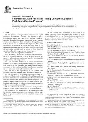 Standardpraxis für die Eindringprüfung von Fluoreszenzflüssigkeiten unter Verwendung des lipophilen Nachemulgierungsprozesses