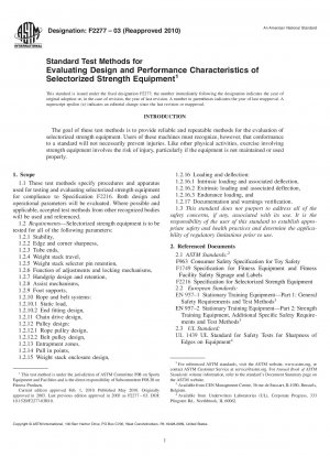 Standardtestmethoden zur Bewertung von Design- und Leistungsmerkmalen ausgewählter Kraftgeräte