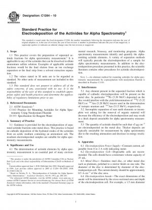 Standardpraxis für die galvanische Abscheidung von Aktiniden für die Alpha-Spektrometrie