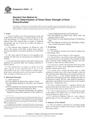 Standardtestmethode zur In-situ-Bestimmung der direkten Scherfestigkeit von Gesteinsdiskontinuitäten