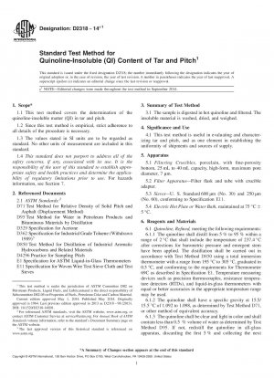 Standardtestmethode für chinolinunlösliches &40;QI&41; Inhalt von Teer und Pech