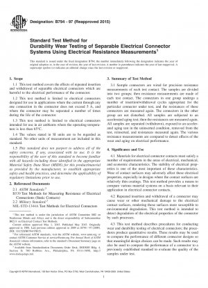 Standardtestverfahren zur Haltbarkeits-Verschleißprüfung trennbarer elektrischer Steckverbindersysteme mittels elektrischer Widerstandsmessungen