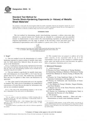 Standardtestverfahren für Zugverfestigungsexponenten (n-Werte) von Metallblechmaterialien
