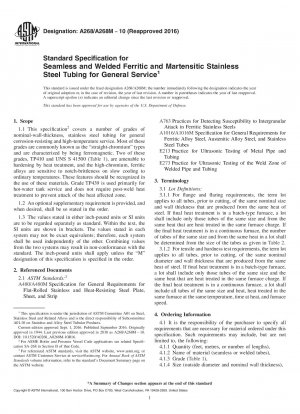 Standardspezifikation für nahtlose und geschweißte Rohre aus ferritischem und martensitischem Edelstahl für den allgemeinen Einsatz