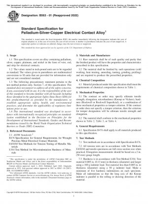 Standardspezifikation für elektrische Kontaktlegierungen aus Palladium, Silber und Kupfer