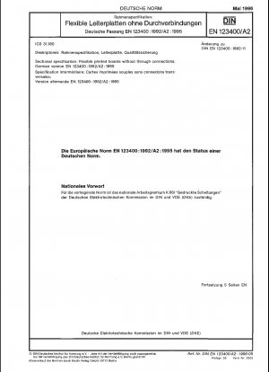 Rahmenspezifikation: Flexible Leiterplatten ohne Durchgangsverbindungen; Deutsche Fassung EN 123400:1992/A2:1995