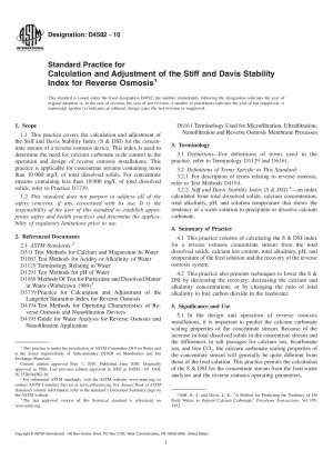 Standardpraxis zur Berechnung und Anpassung des Stiff- und Davis-Stabilitätsindex für Umkehrosmose