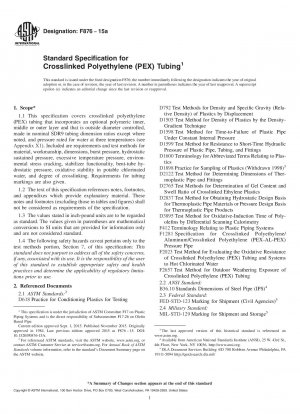 Standardspezifikation für Schläuche aus vernetztem Polyethylen (PEX).