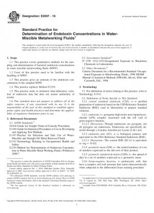 Standardverfahren zur Bestimmung von Endotoxinkonzentrationen in wassermischbaren Metallbearbeitungsflüssigkeiten