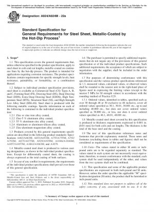 Standardspezifikation für allgemeine Anforderungen an Stahlbleche, die im Schmelztauchverfahren metallisch beschichtet sind