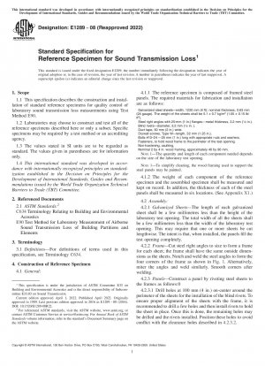 Standardspezifikation für Referenzproben für Schallübertragungsverlust