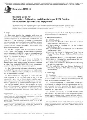 Standardhandbuch zur Bewertung, Kalibrierung und Korrelation von E274-Reibungsmesssystemen und -geräten