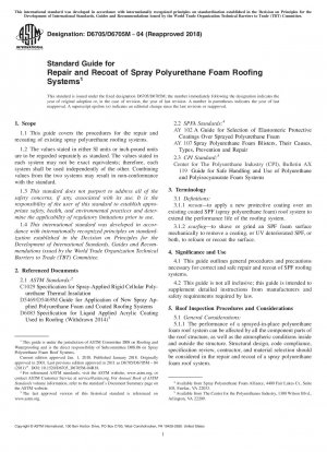Standardhandbuch für die Reparatur und Neubeschichtung von Sprühdachsystemen aus Polyurethanschaum