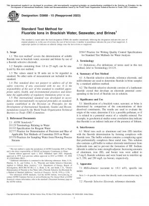 Standardtestmethode für Fluoridionen in Brackwasser, Meerwasser und Salzlake